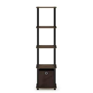 Turn-N-Tube Columbia Walnut/Black/Dark Brown Display Decorative Shelf with 1-Bin