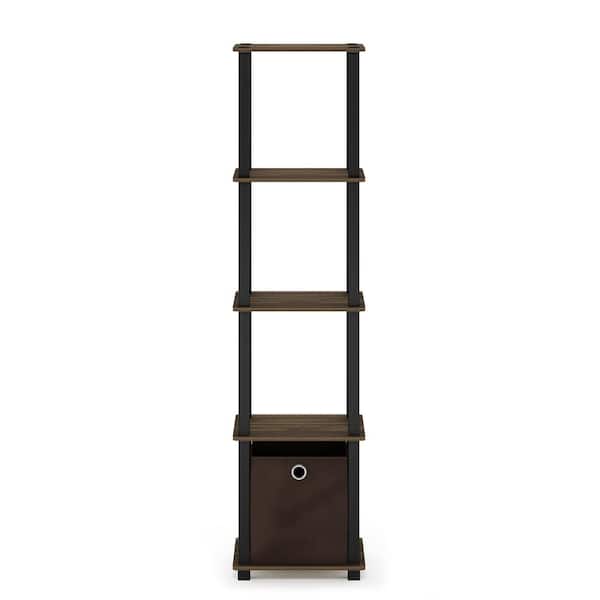 Furinno Turn-N-Tube Columbia Walnut/Black/Dark Brown Display Decorative Shelf with 1-Bin
