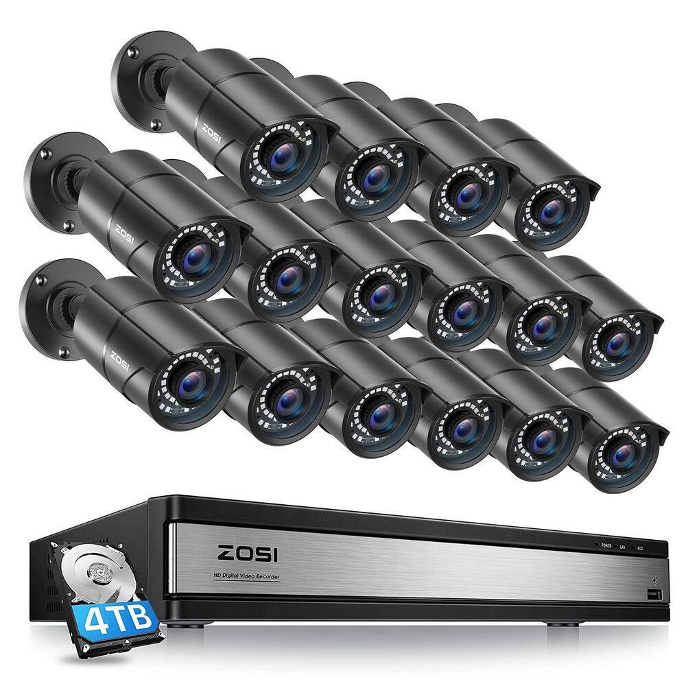 ZOSI 16 Channel 5MP Lite DVR Security Camera System – 1080P Outdoor Night Vision, 2TB HDD, 16 Cameras