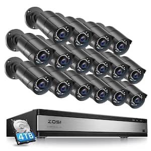 16-Channel 5MP-Lite 4TB DVR Security Camera System with 16 x 1080p Wired Outdoor Bullet Cameras, 120 ft. Night Vision