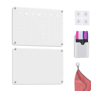 Monthly Planner plus Memo Board Dry Erase Calendar Board Acrylic, Magnetic with 6 Pens