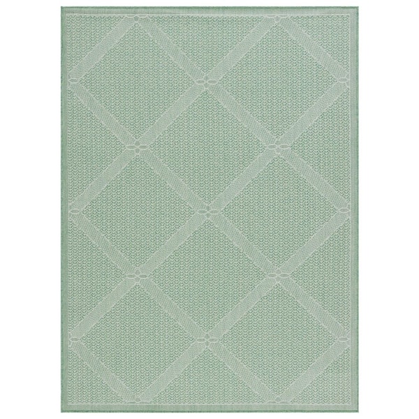 Bermuda Green/Ivory 5 ft. x 8 ft. Oversized Diamond Indoor/Outdoor Area Rug