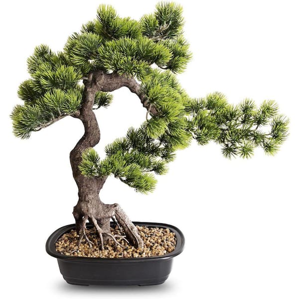 Artificial 20 in. Bonsai Pine Tree in Ceramic Pot, Faux Juniper