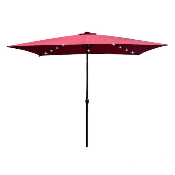 Unbranded 10 ft. x 6.5 ft. Rectangular Market Patio Umbrella in Burgundy