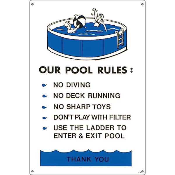 Poolmaster Residential or Commercial Swimming Pool Signs, Above Ground Pool Regulations
