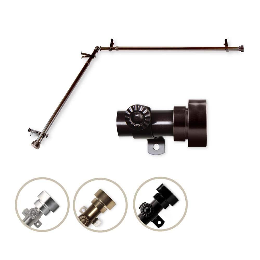 "13/16"" Dia Adjustable 48"" to 84"" Single Corner Window Curtain Rod in Cocoa with Topper Finials" price history on PriceWatchPro