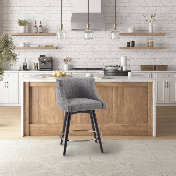 Quarry 26.5 in. Grey Wood Counter Stool