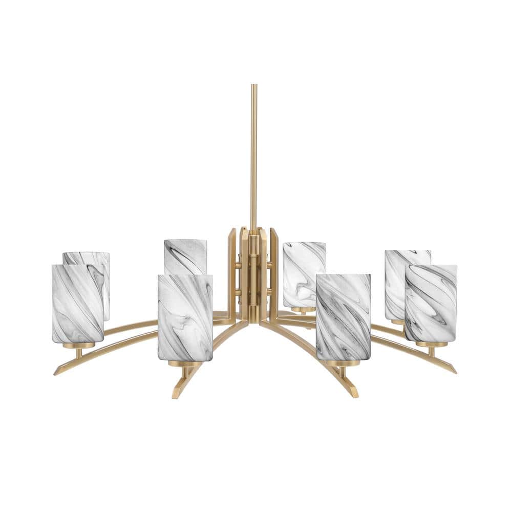 Siena 34 in. 8-Light New Age Brass Chandelier with 4 in. Onyx Swirl Glass S