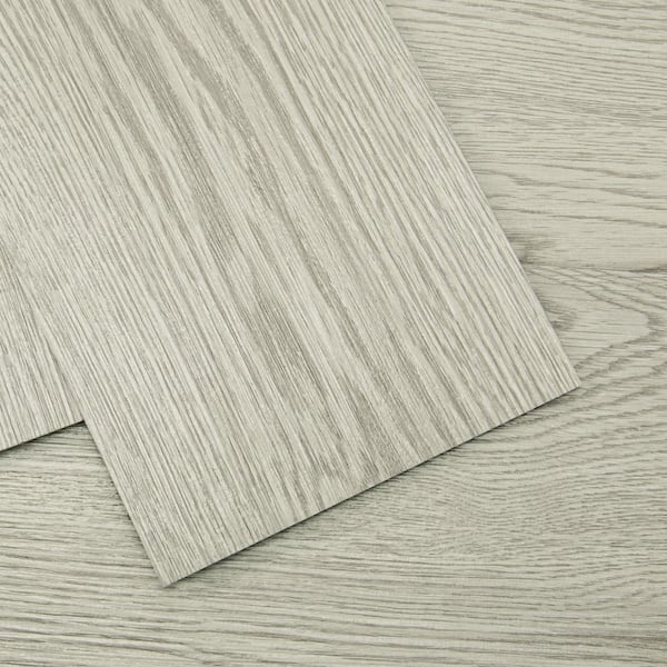 6 in. White-Washed Peel and Stick Luxury Vinyl Plank Flooring,Self-Adhesive Floor Tile Vinyl Wood Plank (54 sq. ft./box)