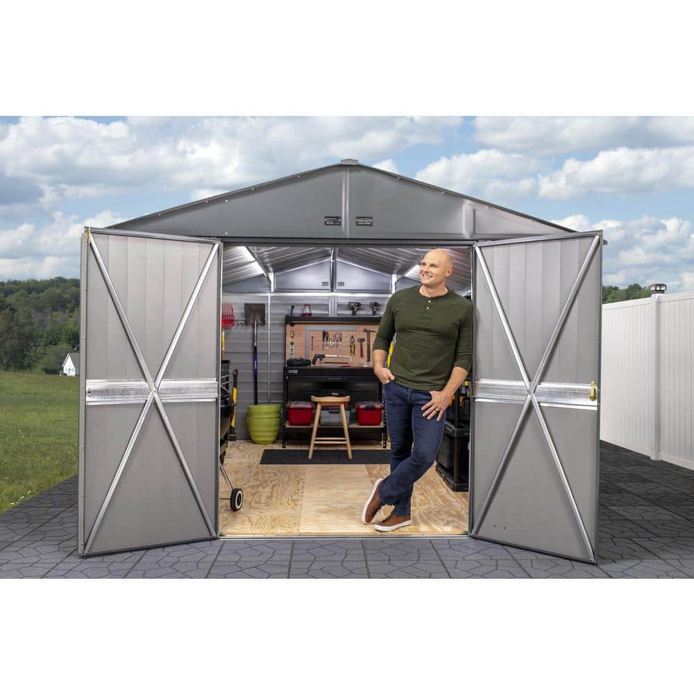 Arrow Select Charcoal Steel 10x14 Storage Shed with Swing Doors