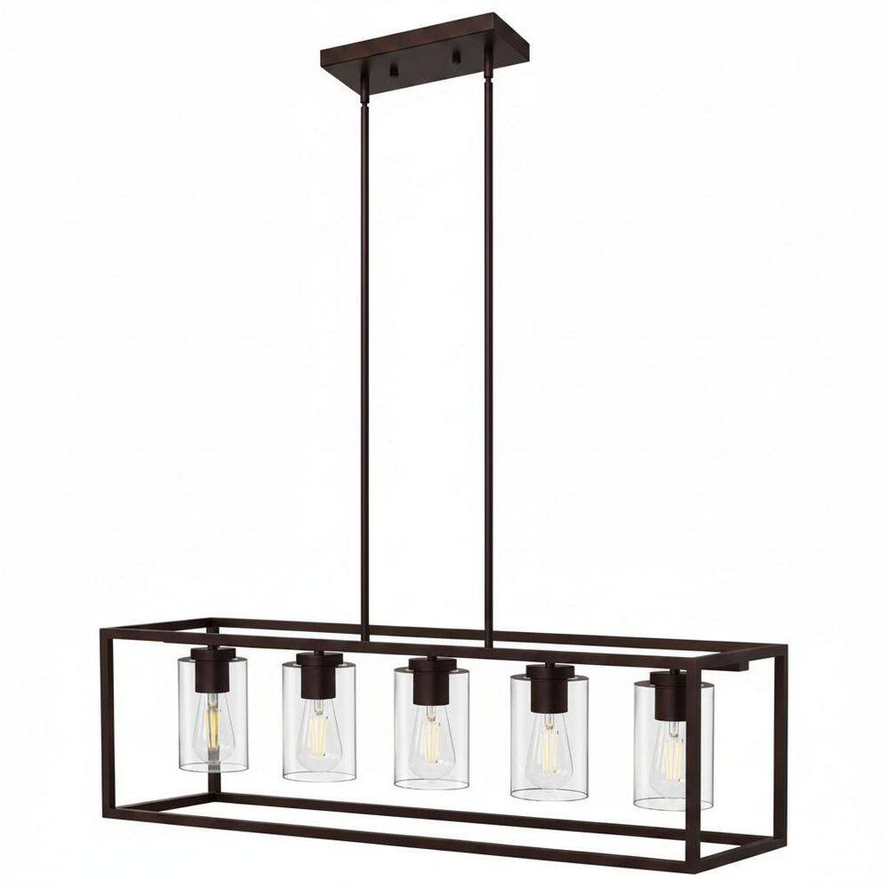 4-Light Dimmable Matte Black Linear Pendant Light Chandelier with Clear Glass Shade price history on PriceWatchPro