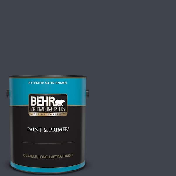 BEHR PREMIUM PLUS 1 gal. #ECC-23-3 Blackbird Satin Enamel Exterior Paint & Primer