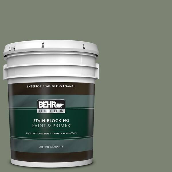 BEHR Ultra 1 gal. #ICC-77 Sage Green Semi-Gloss Enamel Exterior Paint & Primer