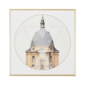 24 in. L x 24 in. W Gold Frame Geometric Architecture 'No. 1' Print Wall Art