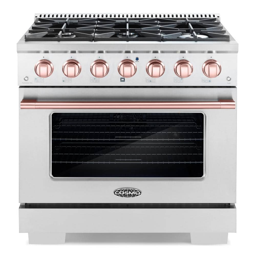 Cosmo 36 in. 4.5 cu. ft. Gas Range with 6Burners in Stainless Steel