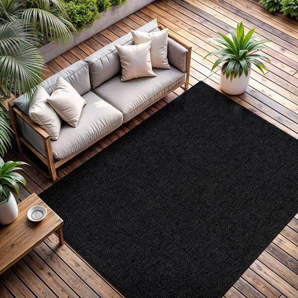 Jutem Dark Grey 6 ft. x 9 ft. Solid Indoor Area Rug JUT500-DGRY