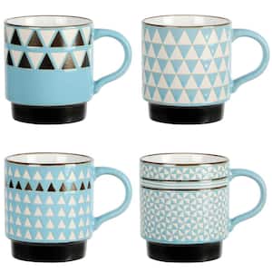 Prime Valley 4-Piece 15 oz. Stackable Coffee Mug Set in Assorted Designs