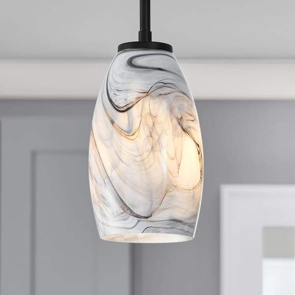 2-1/4 in. Fitter Charcoal Swirl Glass Oblong Pendant Lamp Shade 860765 -  The Home Depot