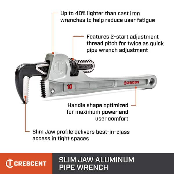 10 in. Aluminum Slim Jaw Pipe Wrench