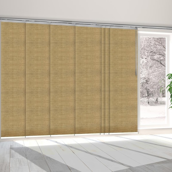 EMOH Medallion 110 in. - 153 in. W x 94 in. L Adjustable 7- Panel White Single Rail Panel Track with 23.5 in. Slates