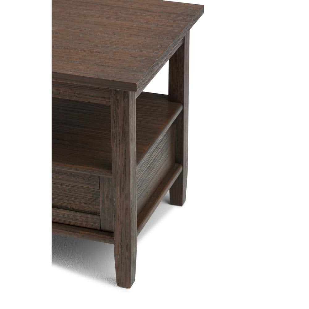 Farmhouse Brown Wood and Metal End Table with Storage