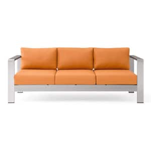 Shore Silver Orange Outdoor Patio Aluminum Sofa