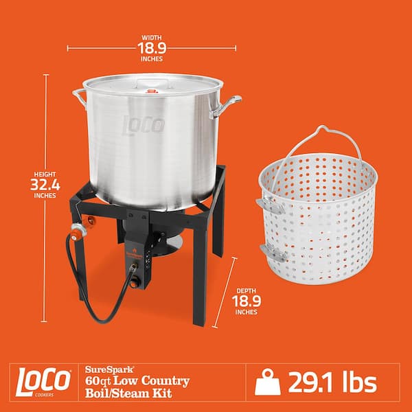Lococo LOCO 60 qt. SureSpark Crawfish Boiler with Basket and Stand