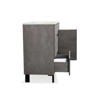 Gill 36.0 in. W x 17.90 in. D x 33.30 in. H Wood Melamine Vanity Set in Cement Grey with White MFC Top