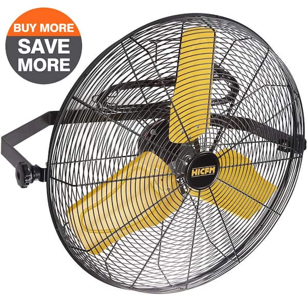 24 in. 2 Speeds Wall Fan in Yellow with TEAO Enclosure Motor, Permanent Lubricated Ball Bearing, 180-Degree Tilting