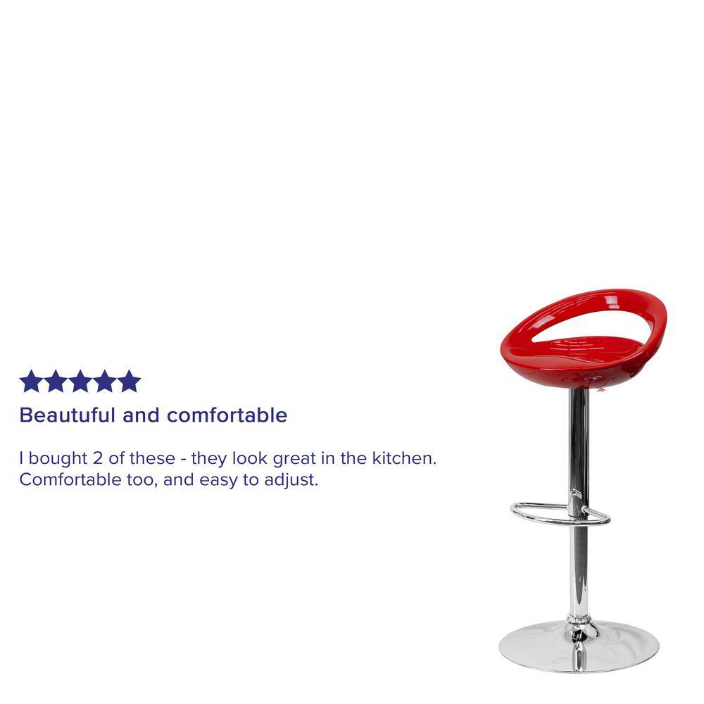 Modern Red Adjustable Swivel Barstool with Chrome Base