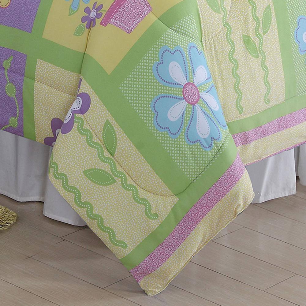 Full Pink and Lavender Microfiber Reversible Kids Bedspread Set