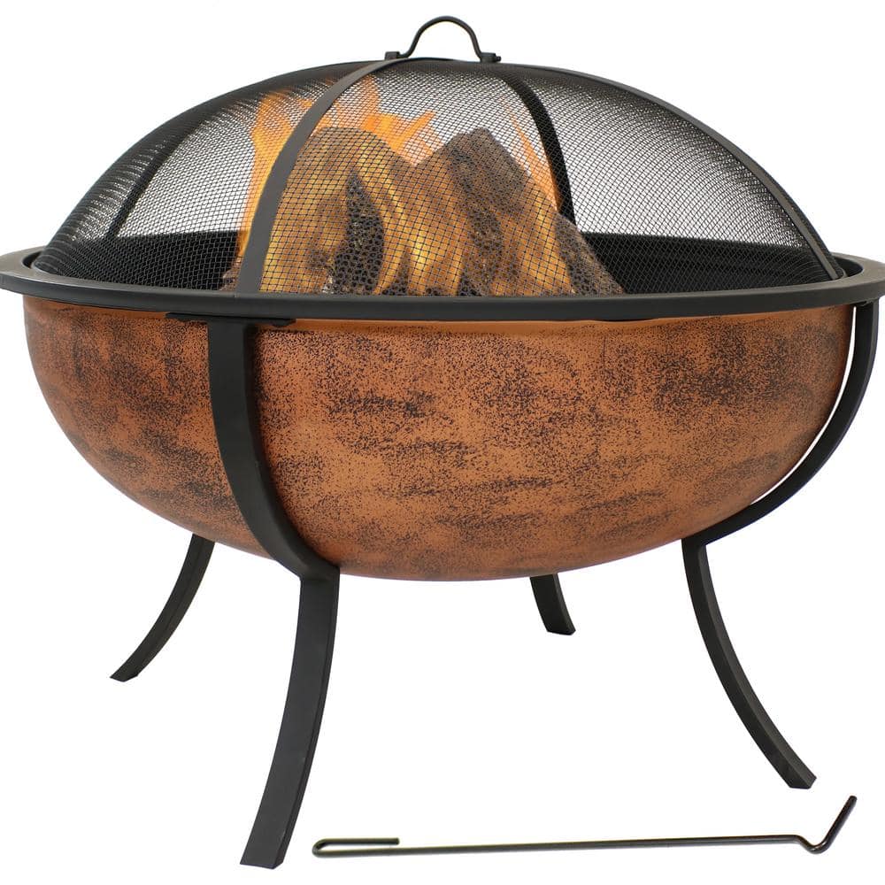 Sunnydaze 25.75 in. Copper Raised Outdoor Fire Pit Bowl with
