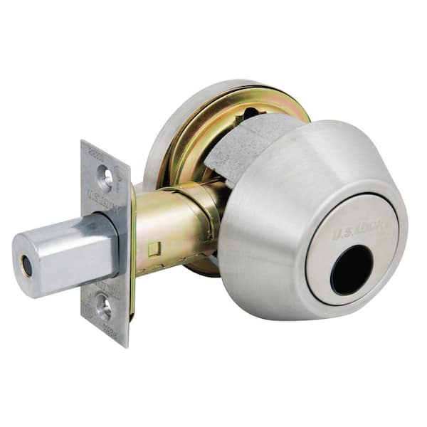 US Lock 1600 Series GR2 US32D Single Cylinder Deadbolt Less Cylinder ...