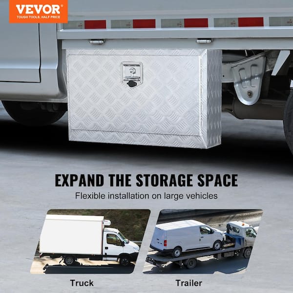 30” Aluminum Truck Tool Box with Lock Trailer Pickup Underbody Truckbed  Storage, Black