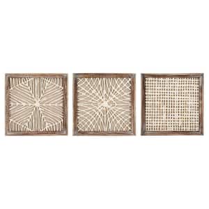 "Abstract Handmade Paper Wall Decor" Wood Framed Home Wall Art Print Styles Set 19.6 in. x 19.6 in. . (Set of 3)