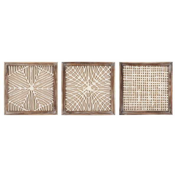 Storied Home "Abstract Handmade Paper Wall Decor" Wood Framed Home Wall Art Print Styles Set 19.6 in. x 19.6 in. . (Set of 3)