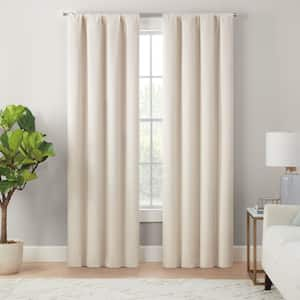 Magnitech Cannes Ivory Solid Polyester 84 in. L x 40 in. W Blackout Rod Pocket Curtain