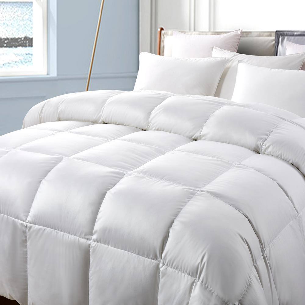Twin White Cotton Down Comforter with Feather Fill