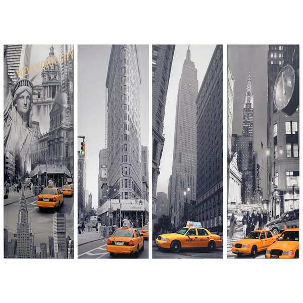 Oriental Furniture Oriental Furniture 34 in. x 12 in. "New York Taxi" (Set of 4) Canvas Wall Art