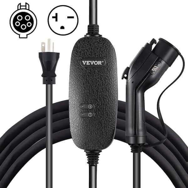 VEVOR Portable EV Charger Level 2 16 Amp Electric Charging Station 110-240V  with 25 ft. NEMA Cable 6-20 Plug for Home Car CDQFMC16AACLEFWFMV4 - The  Home Depot