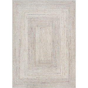 Rodeo Chindi Modern Solid and Striped Ivory Yellow 3 ft. 11 in. x 5 ft. 3 in. Area Rug