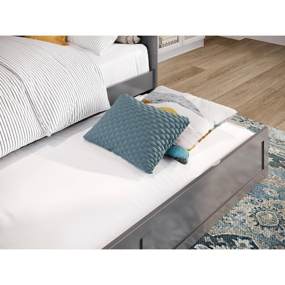 Acadia Twin Gray Wood Daybed with Trundle and Slats