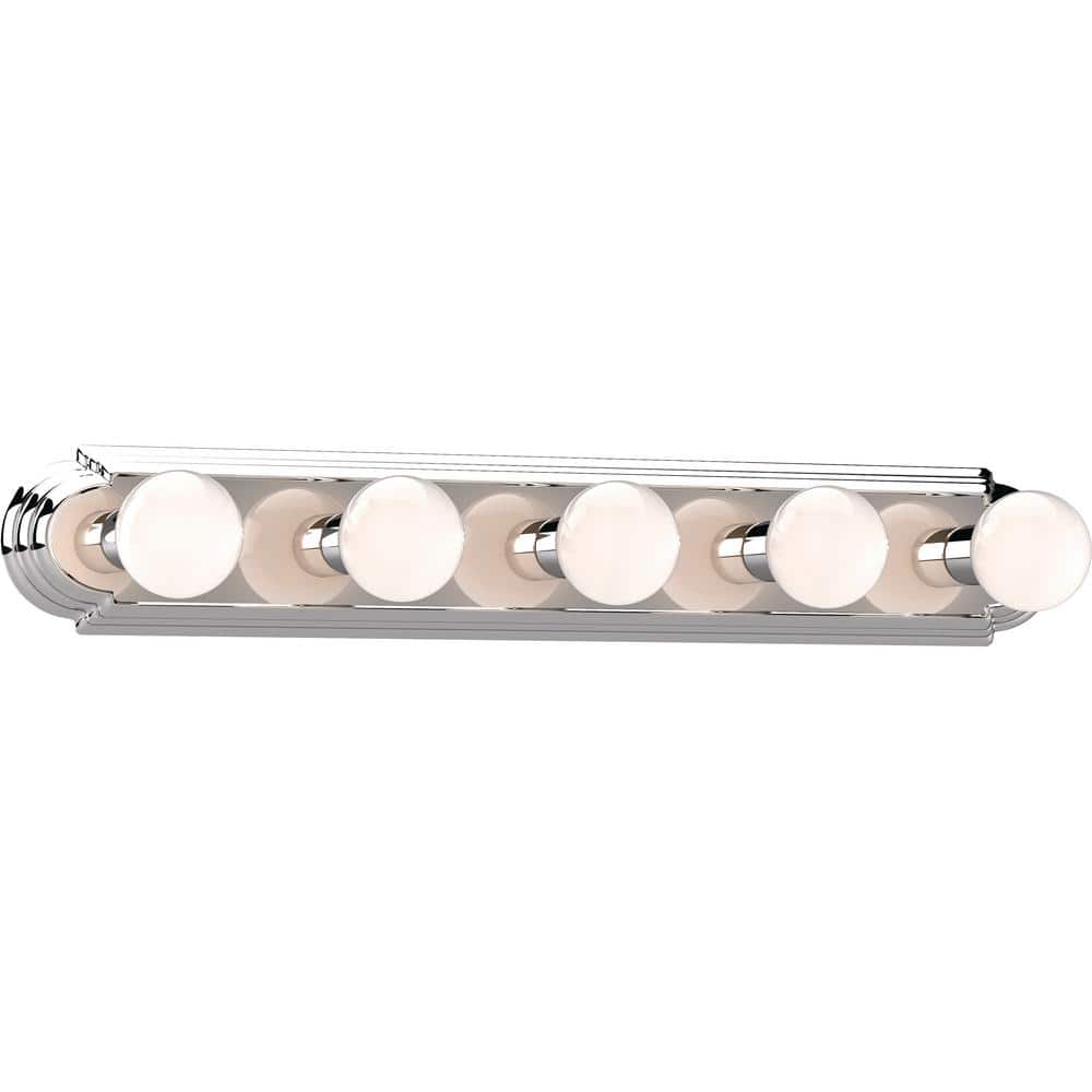 Chrome Ridged 5-Light Bathroom Vanity Wall Mount Fixture