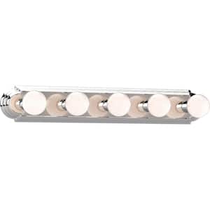 5-Light Indoor Chrome Movie Beauty Makeup Hollywood Bath or Vanity Light Bar Wall Mount or Wall Sconce