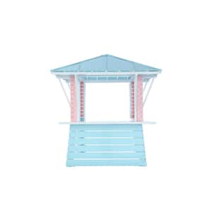 Coastal Dream 8 ft. x 8 ft. Ocean Foam Green, White and Coral Pavilion Gazebo with Dual USB Charging