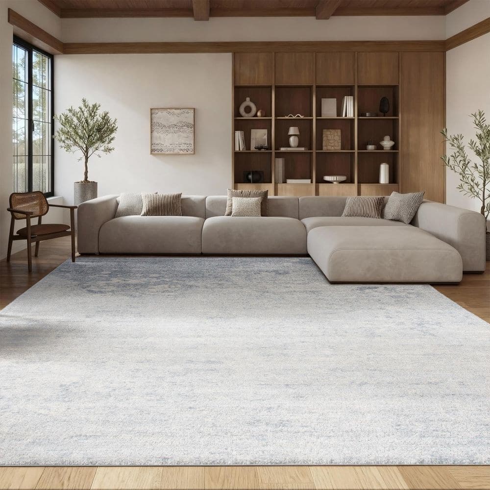 SAFAVIEH Brentwood 10 ft. x 10 ft. Square Ivory/Gray Abstract Area