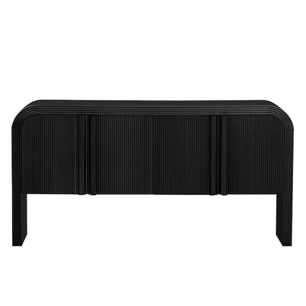 Boosicavelly Black Wood 63 in. W Sideboard with Adjustable Shelves