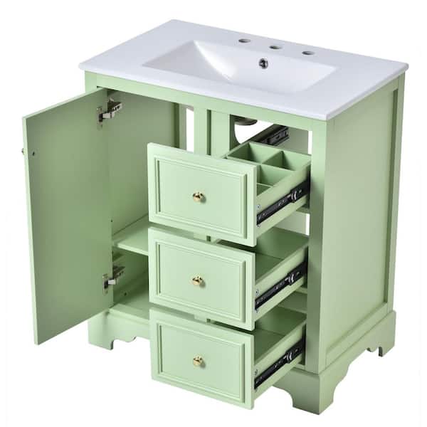 COWLOWN 30 in. W x 18 in. D x 33 in. H Bathroom Green Linen Cabinet