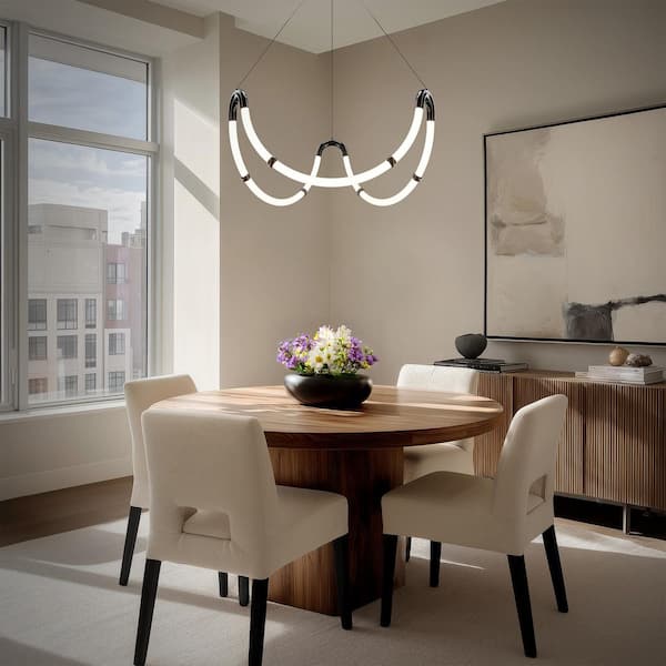 Swathe 3-Light Integrated LED Black Chrome Chandelier 4CCT