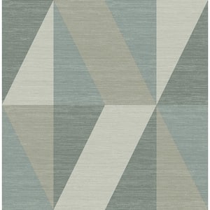 Winslow Green Geometric Faux Grasscloth Wallpaper Sample